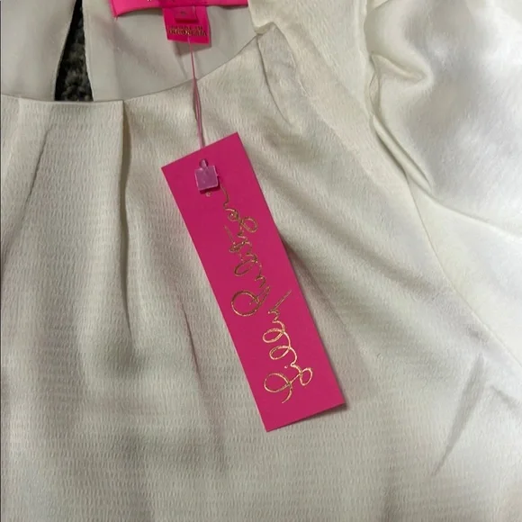 Lilly Pulitzer White Peplum Blouse with Puff Sleeves - Picture 3 of 6